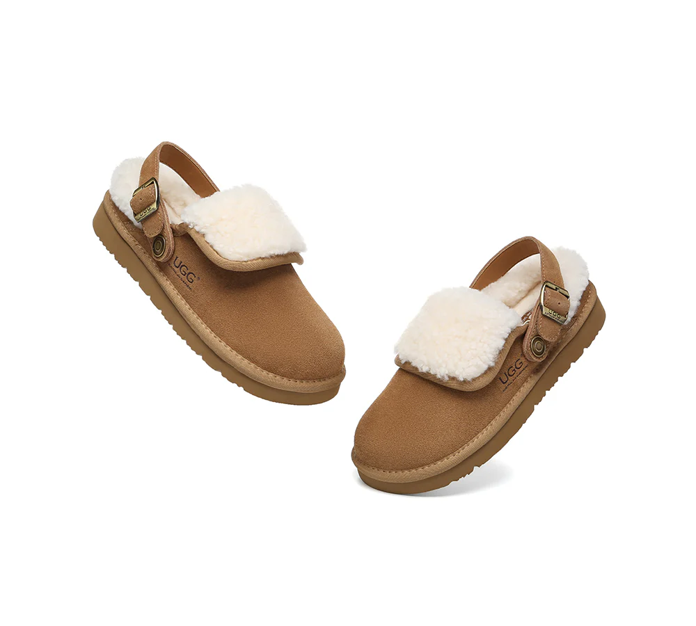 AUSTRALIAN SHEPHERD? UGG Slippers Sheepskin Wool Adjustable Strap Slingback Tenley