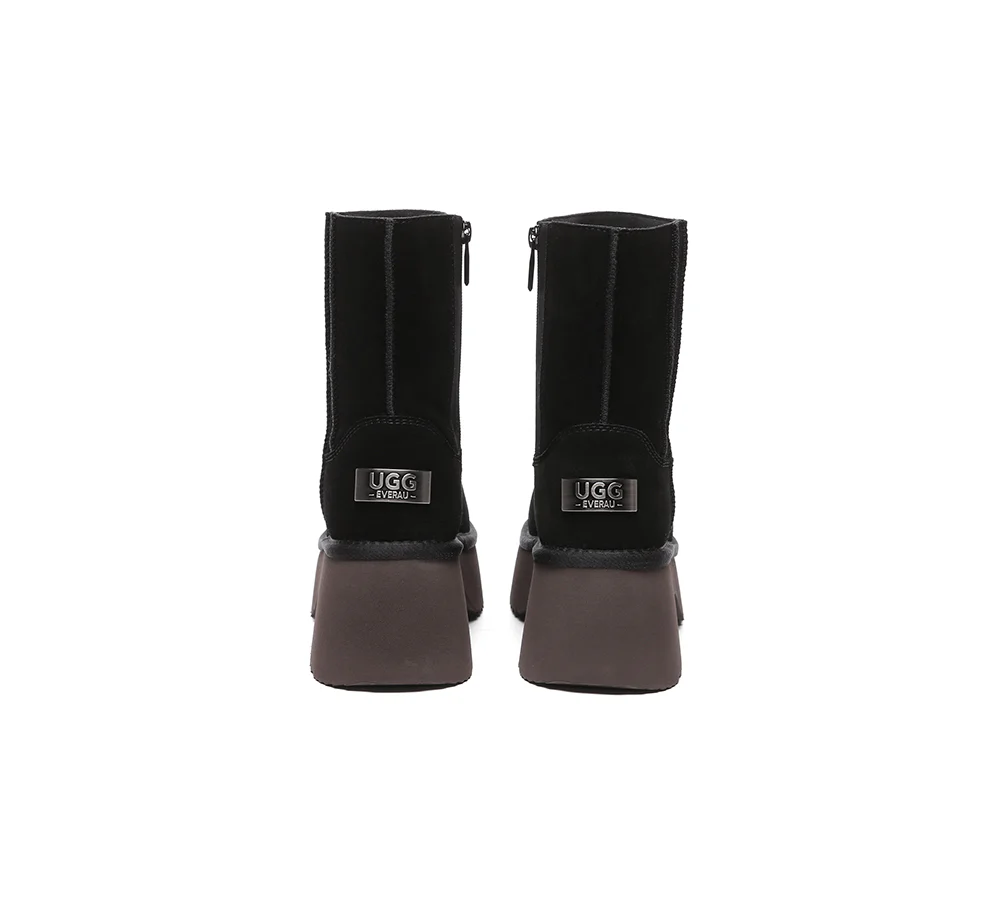 UGG EVERAU? UGG Boots Short Zipper Chunky Platform Yuana