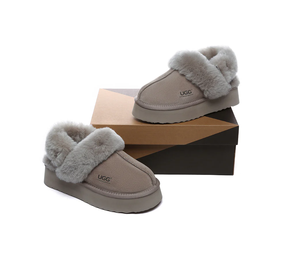 AUSTRALIAN SHEPHERD? UGG Slippers Women Removable Wool Strap Slingback Platform Musa