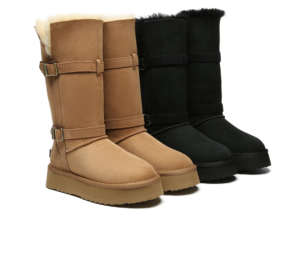 UGG EVERAU? UGG Boots Women Sheepskin Wool Knee High Platform Tall Valerie
