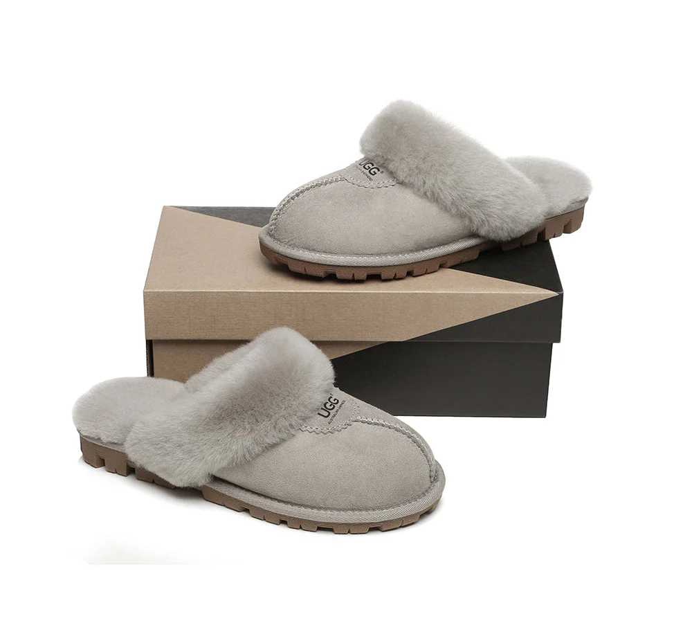 AUSTRALIAN SHEPHERD? UGG Slippers Double Face Sheepskin Wool Scuff Waffle