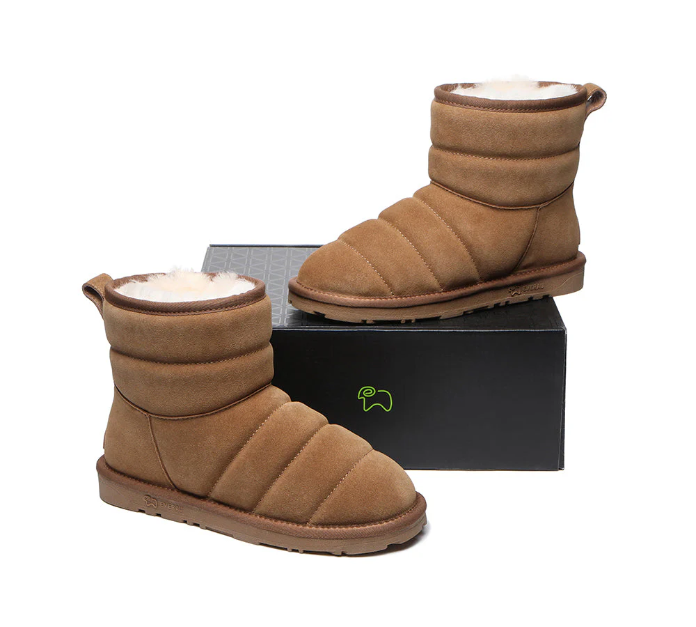 EVERAU? UGG Boots Sheepskin Wool Mini Puffer