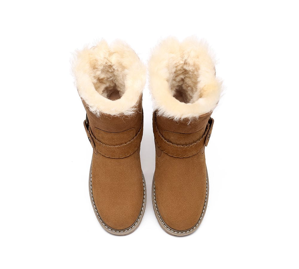 AUSTRALIAN SHEPHERD? UGG Boots Women Sheepskin Wool Mid Calf Sarah