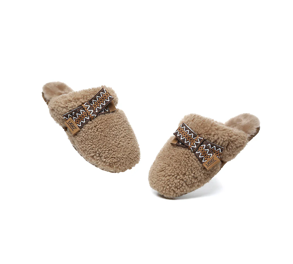 AUSTRALIAN SHEPHERD? UGG Slippers Women Sheepskin Wool Bow Cecil