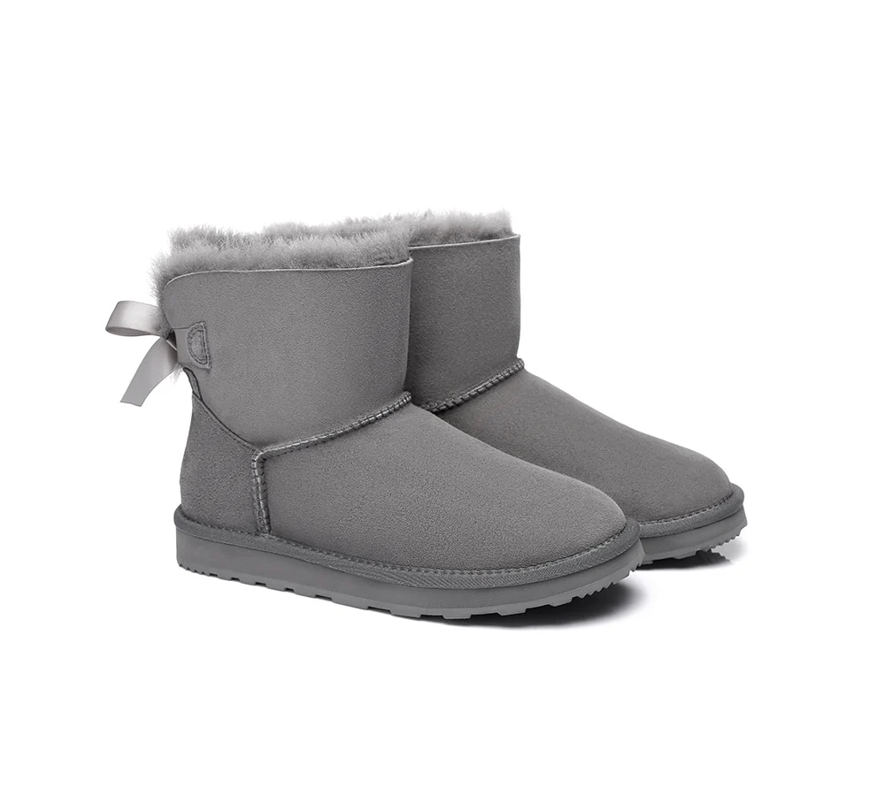 Urban UGG? UGG Boots Women Double faced Sheepskin Wool Mini Back Bow