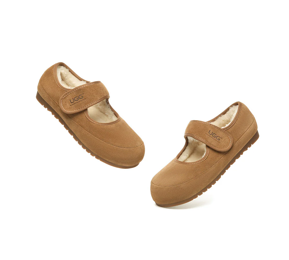 AUSTRALIAN SHEPHERD? UGG Slippers Sheepskin Wool Adjustable Strap Mary Jane Millie