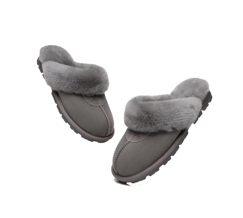AUSTRALIAN SHEPHERD? UGG Slippers Double Face Sheepskin Wool Scuff Waffle