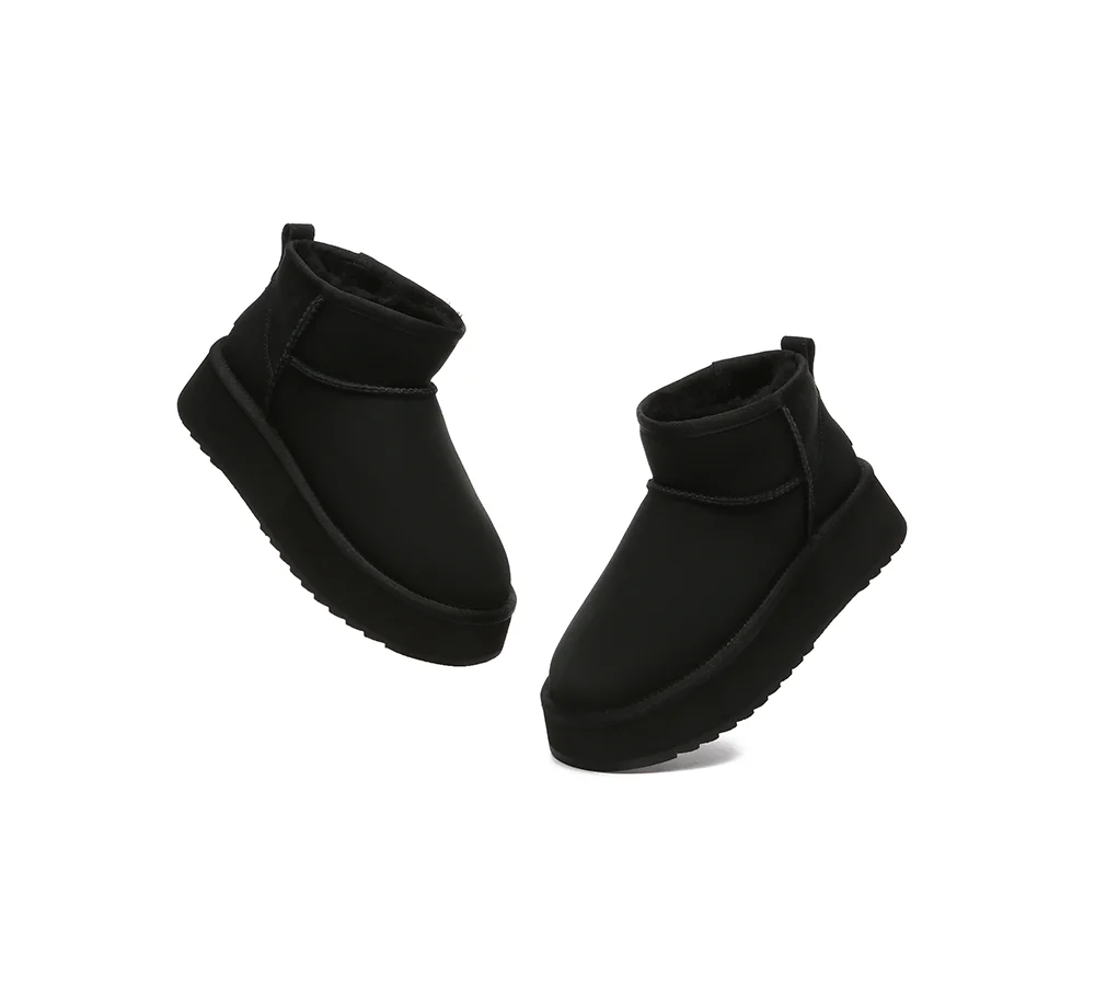 EVERAU? UGG Boots Sheepskin Wool Ankle Ultra Mini Platform