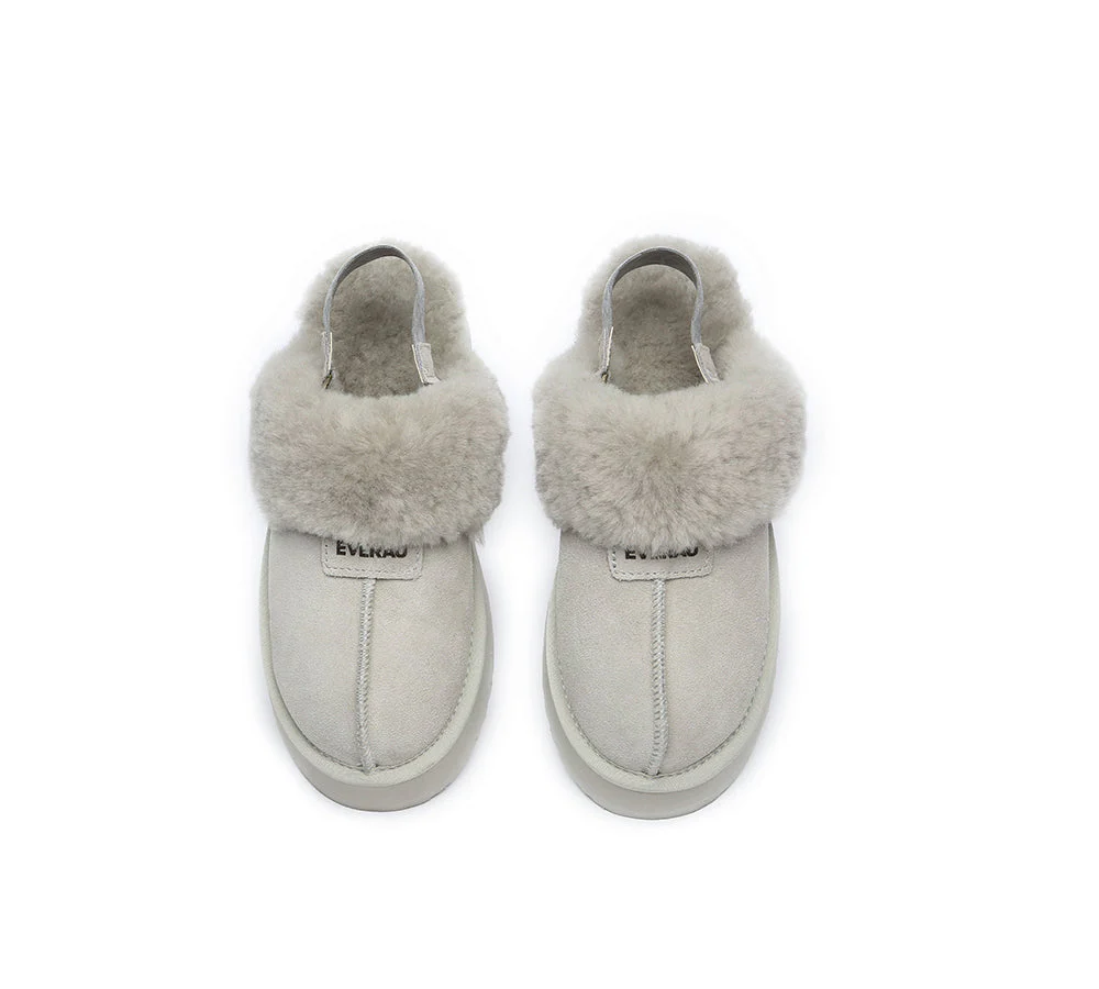 EVERAU? UGG Women Removable Strap Slingback Platform Slippers Forever