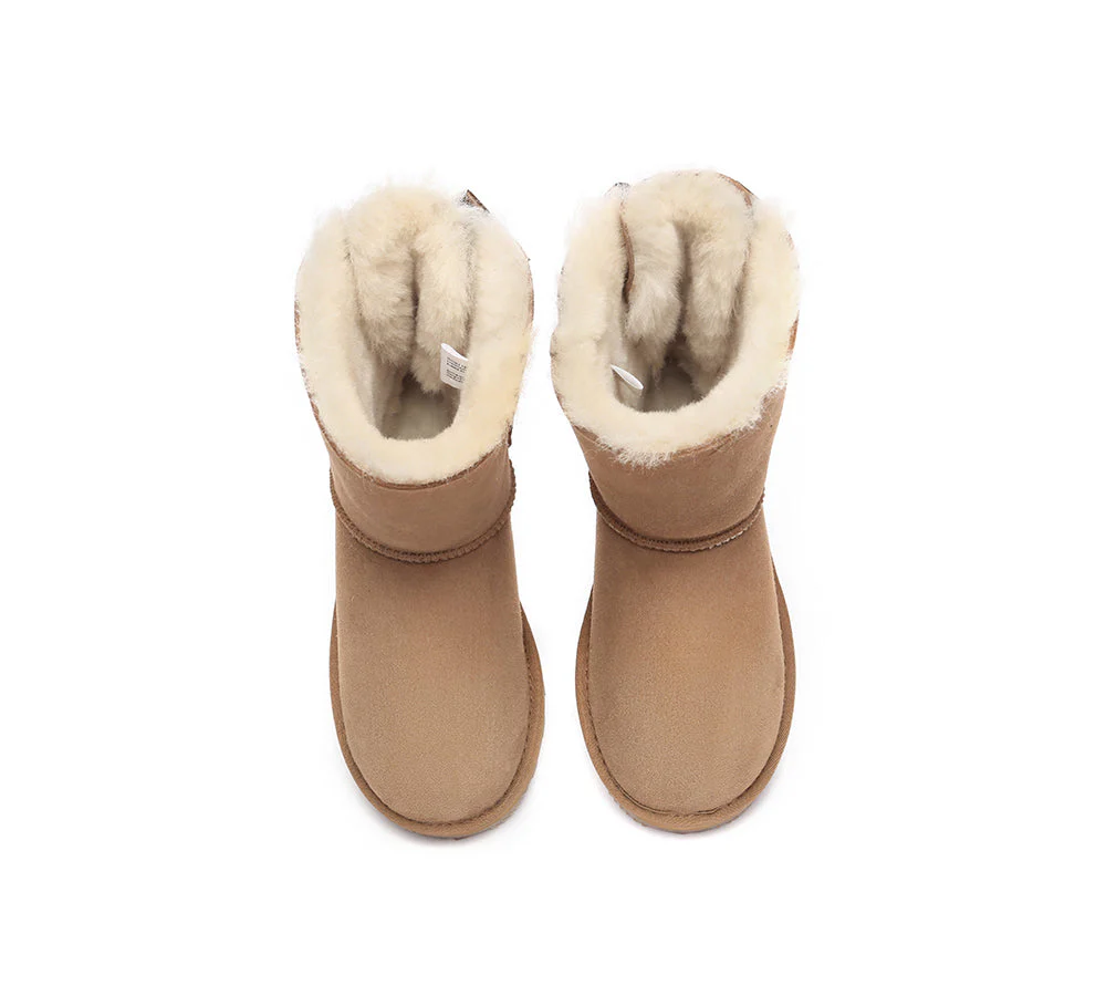 Urban UGG? UGG Boots Women Double faced Sheepskin Wool Short Back Bow
