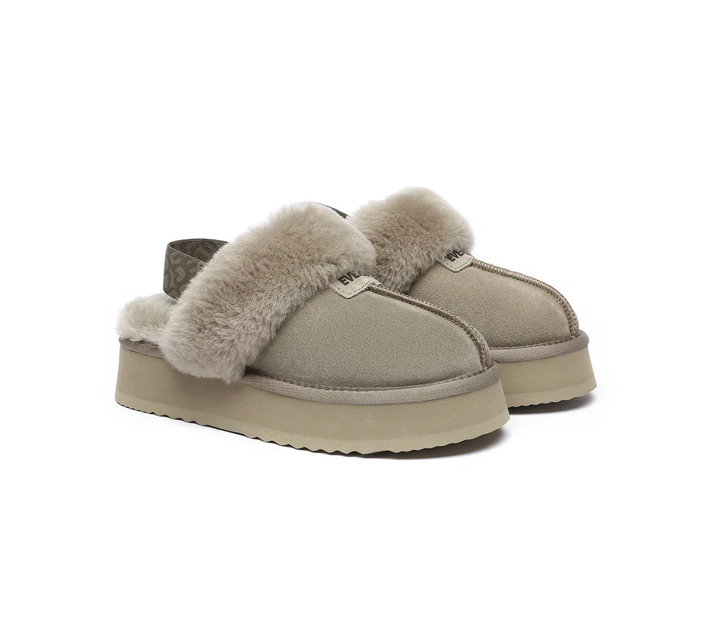 EVERAU? UGG Women Removable Strap Slingback Platform Slippers Forever