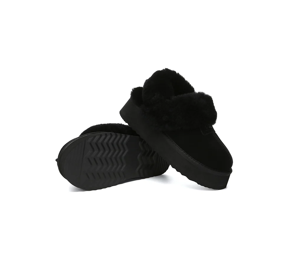 AUSTRALIAN SHEPHERD? UGG Slippers Women Removable Wool Strap Slingback Platform Suzie