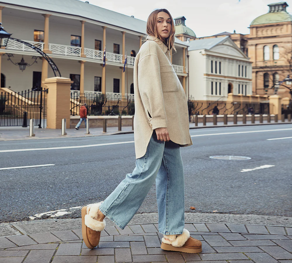 AUSTRALIAN SHEPHERD? UGG Slippers Women Removable Wool Strap Slingback Platform Musa