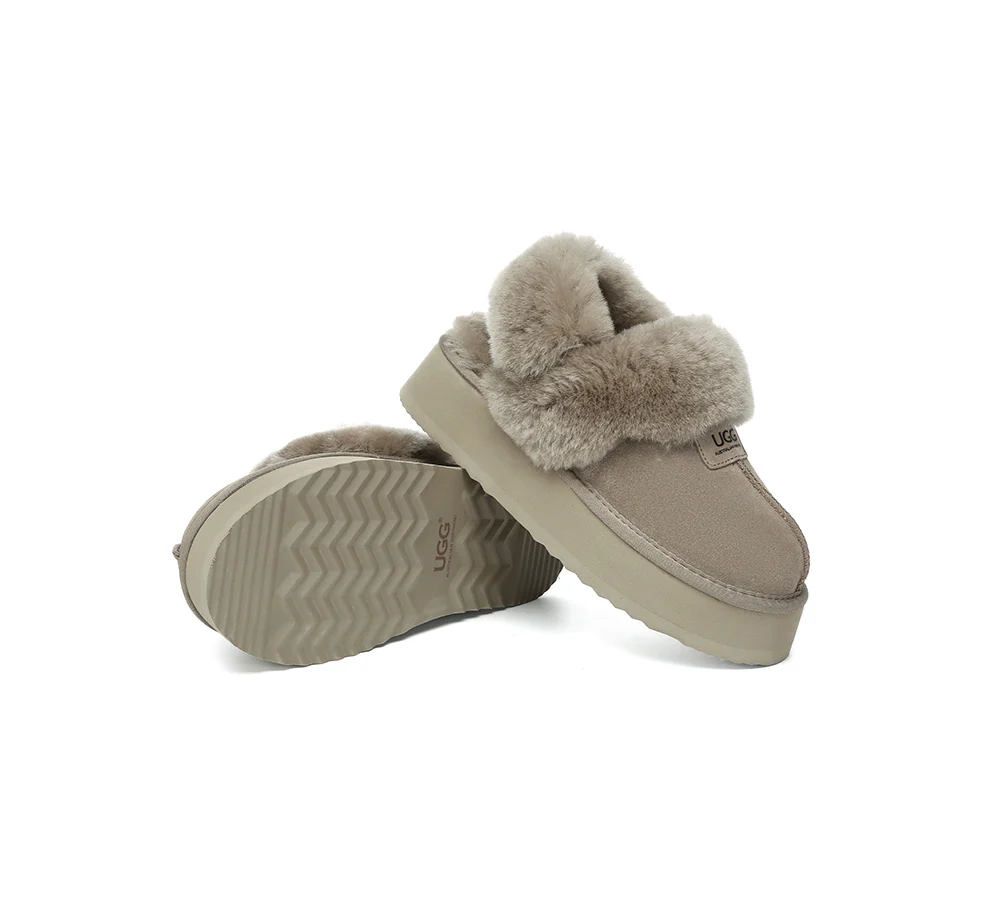AUSTRALIAN SHEPHERD? UGG Slippers Women Removable Wool Strap Slingback Platform Suzie