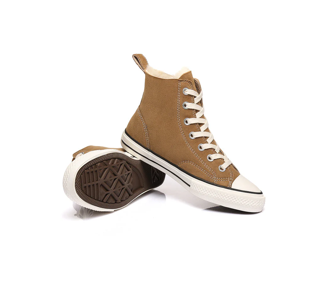 TARRAMARRA? Women Sheepskin Wool High Top Sneakers Viola