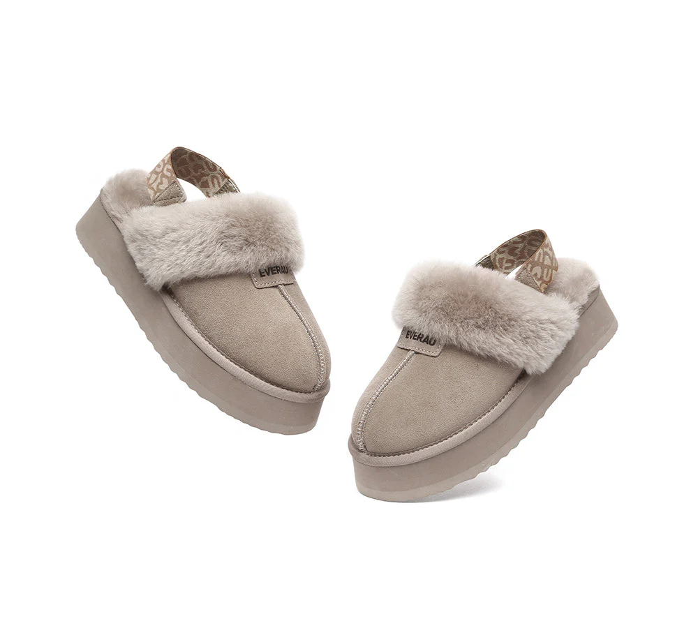 EVERAU? UGG Women Removable Strap Slingback Platform Slippers Forever