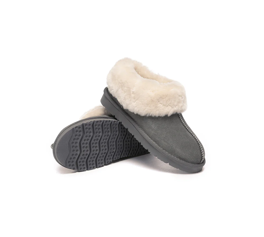 EVERAU? UGG Slippers Sheepskin Wool Suede Ankle Homey