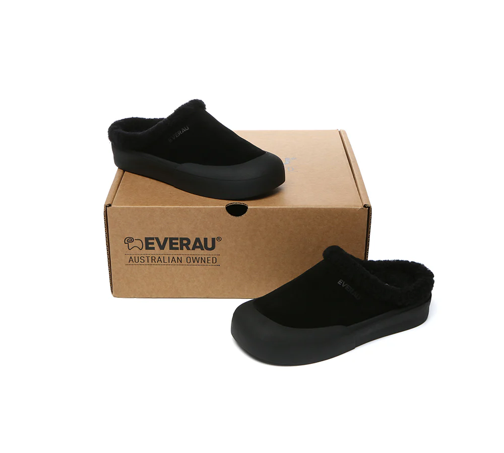 EVERAU? UGG Slippers Sheepskin Wool Scuff Staney