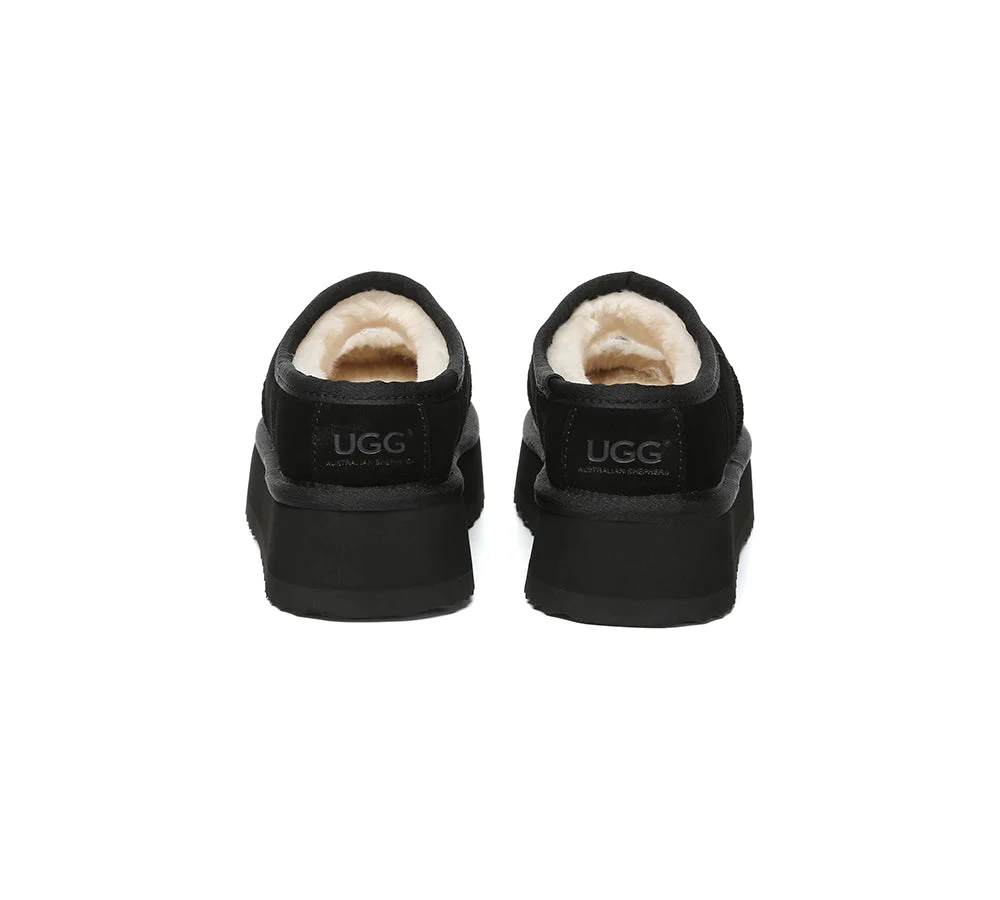 AUSTRALIAN SHEPHERD? UGG Slippers Sheepskin Wool Ankle Platform Carmella