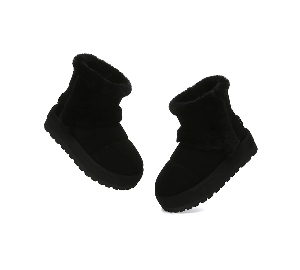 UGG EVERAU? UGG Boots Women Sheepskin Wool Shearling Lined Ankle Platform Udelia