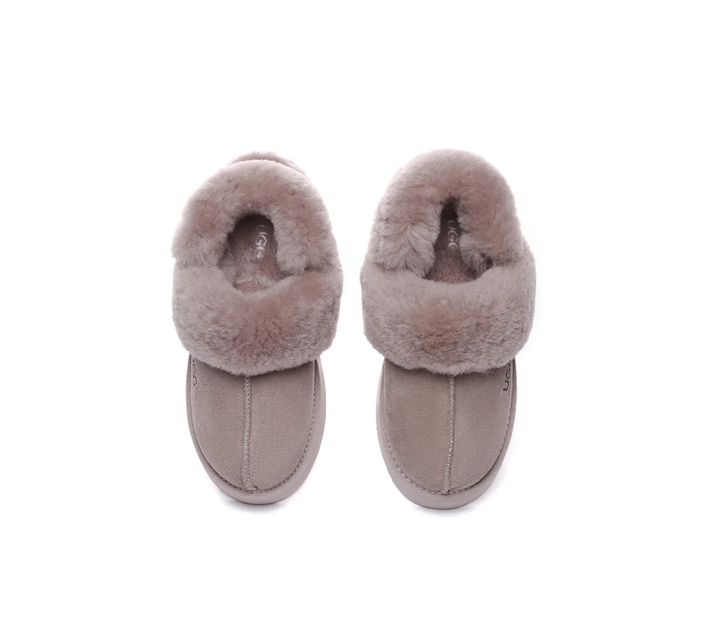 AUSTRALIAN SHEPHERD? UGG Slippers Women Removable Wool Strap Slingback Platform Musa