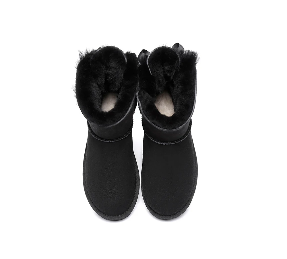 Urban UGG? UGG Boots Women Double faced Sheepskin Wool Mini Back Bow