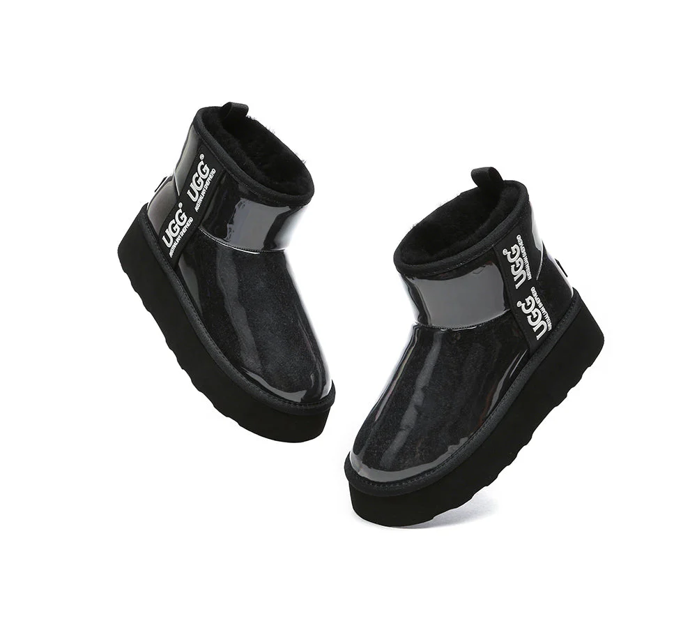 AUSTRALIAN SHEPHERD? UGG Boots Women Clear Waterproof Shearling Coated Classic Platform