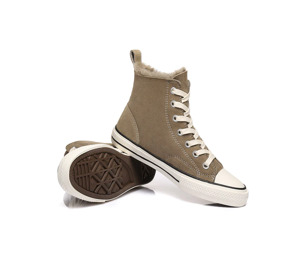 TARRAMARRA? Women Sheepskin Wool High Top Sneakers Viola