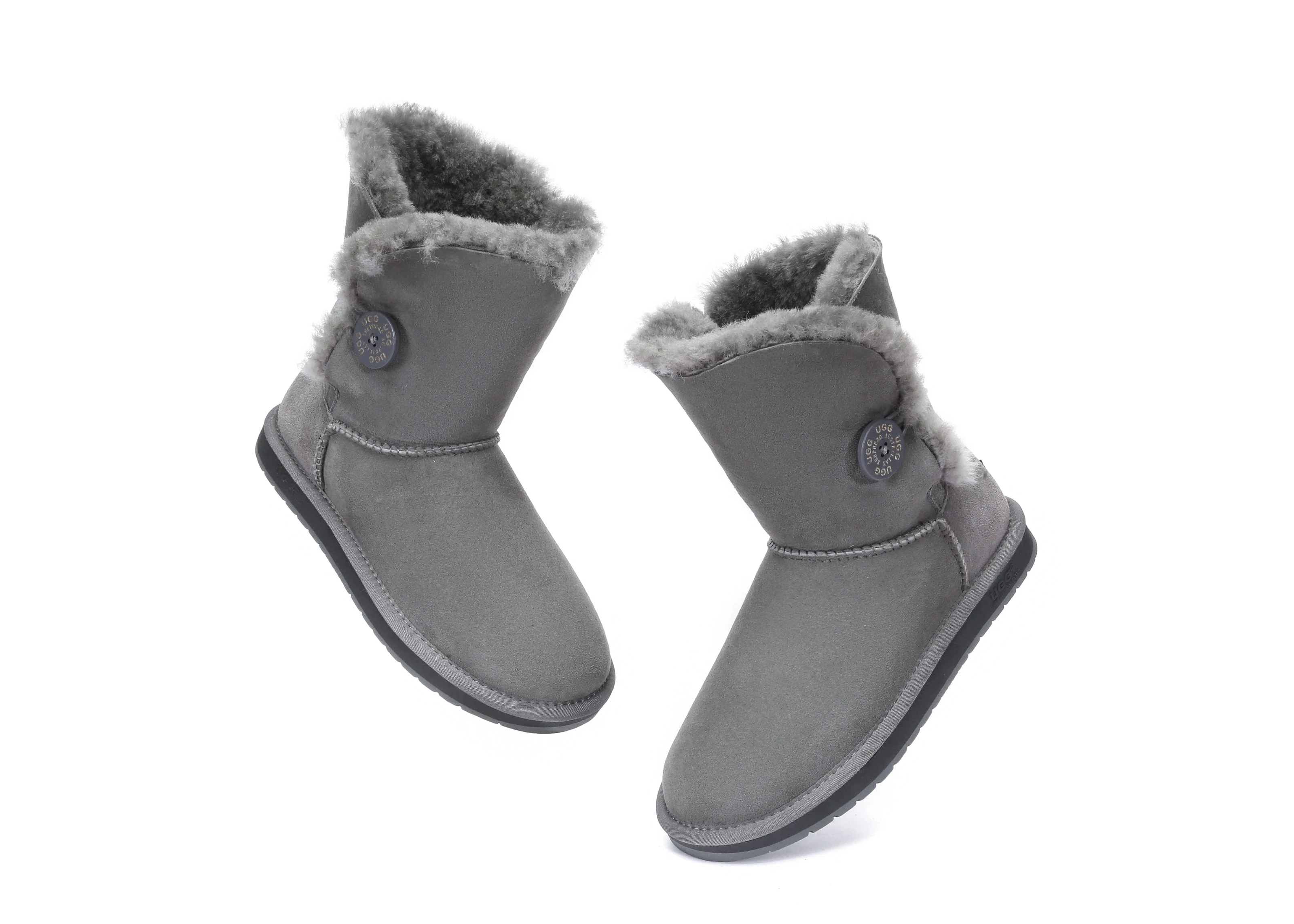 AUSTRALIAN SHEPHERD? UGG Boots Double Face Sheepskin Wool Short Button