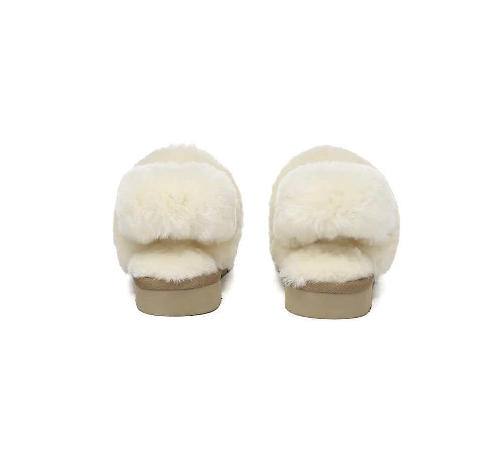 AUSTRALIAN SHEPHERD? UGG Slippers Women Removable Wool Strap Slingback Muffin Fluffy