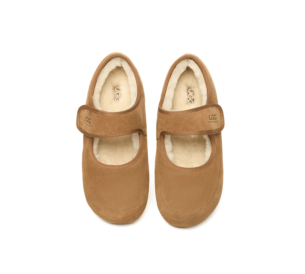 AUSTRALIAN SHEPHERD? UGG Slippers Sheepskin Wool Adjustable Strap Mary Jane Millie