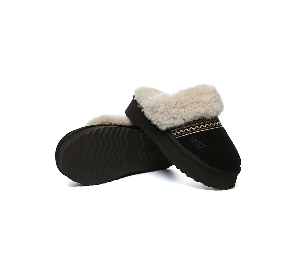 AUSTRALIAN SHEPHERD? UGG Slippers Sheepskin Wool Knitted Platform Isle
