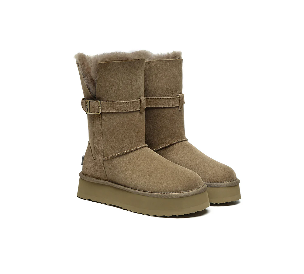 UGG EVERAU?  UGG Boots Women Sheepskin Wool Platform Short Valerie