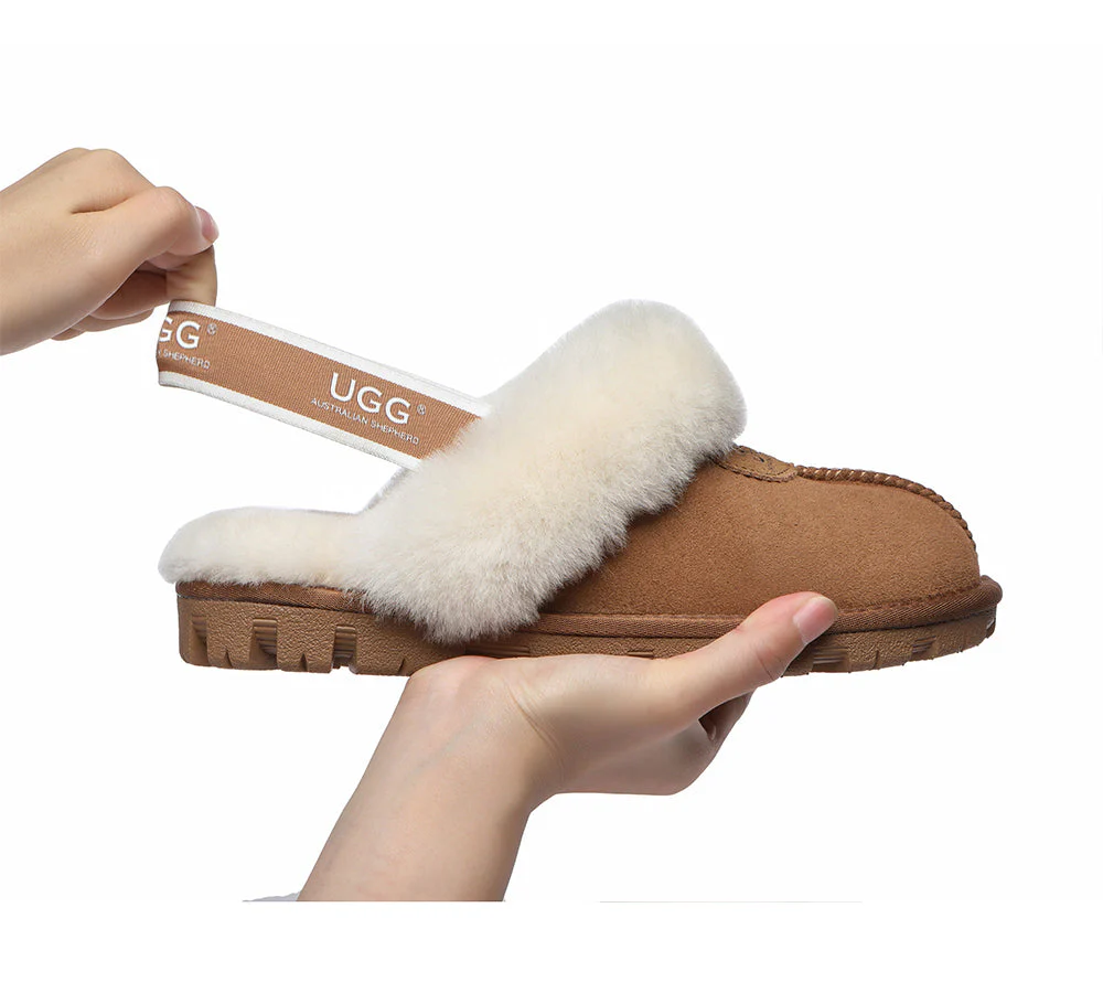 AUSTRALIAN SHEPHERD? UGG Slippers Sheepskin Wool Slingback Waffle Plus