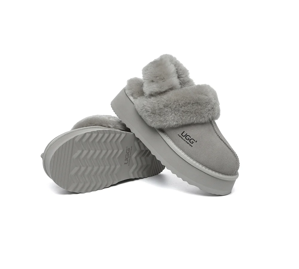 AUSTRALIAN SHEPHERD? UGG Slippers Women Removable Wool Strap Slingback Platform Musa