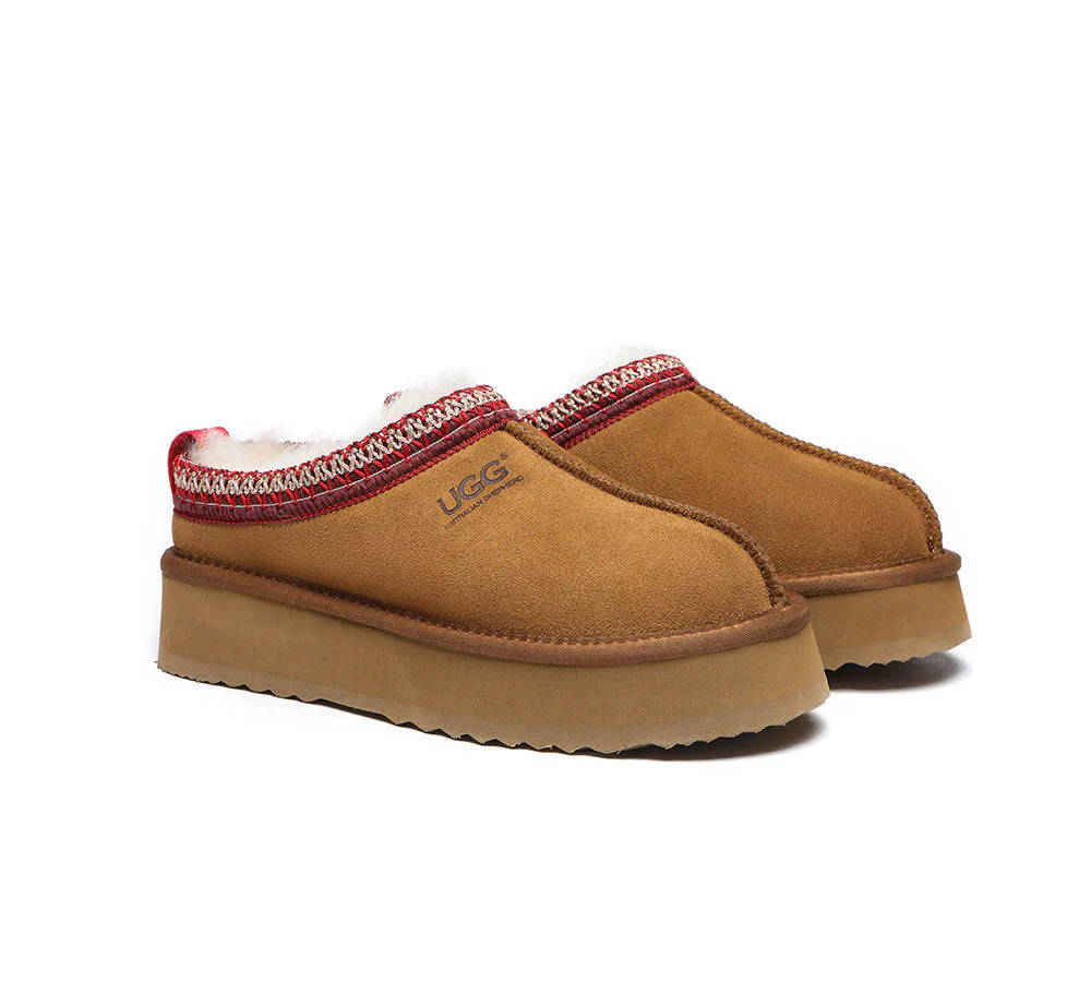 AUSTRALIAN SHEPHERD? UGG Slippers Sheepskin Wool Ankle Platform Tazzy Ventus