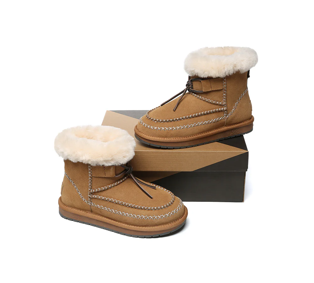 AUSTRALIAN SHEPHERD? UGG Boots Women Sheepskin Wool Ankle Woven Mini Stormy