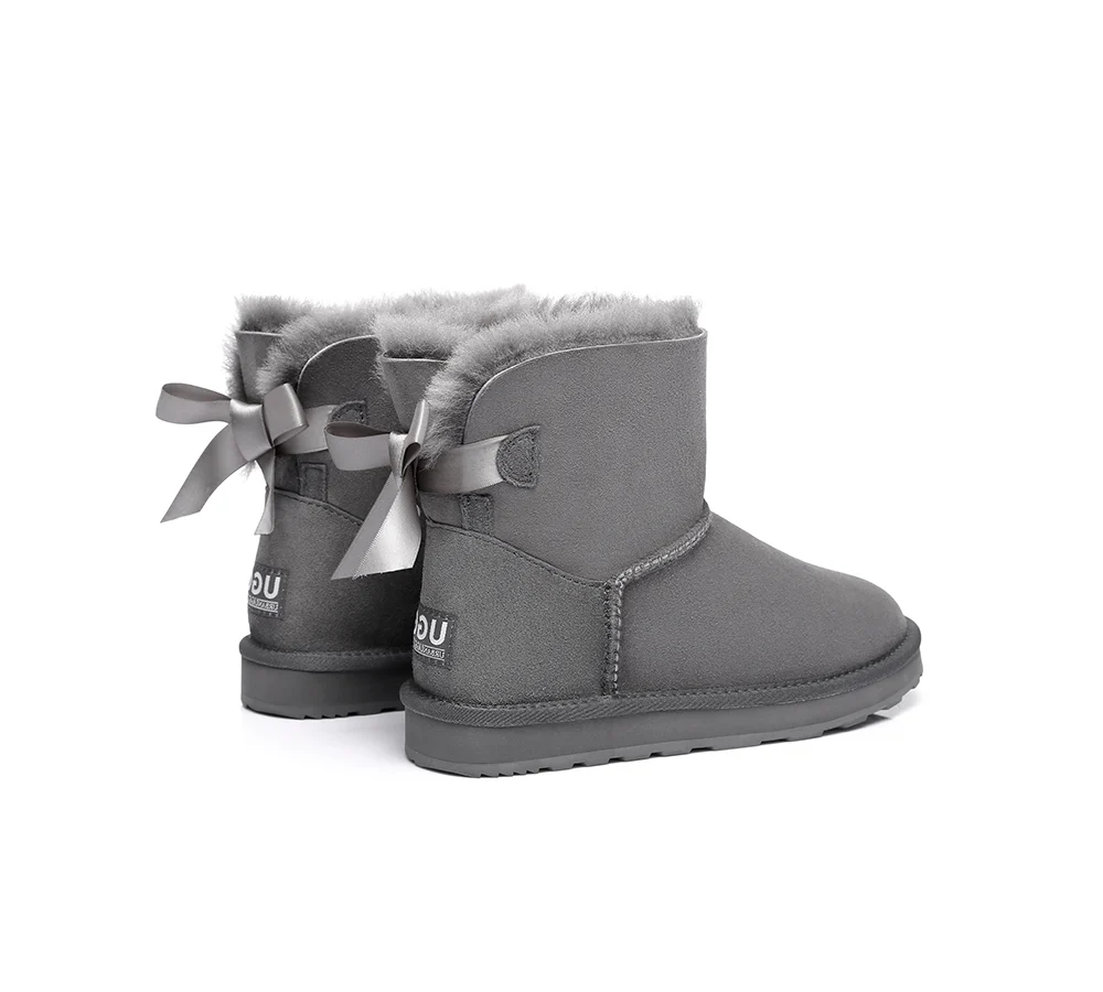 Urban UGG? UGG Boots Women Double faced Sheepskin Wool Mini Back Bow
