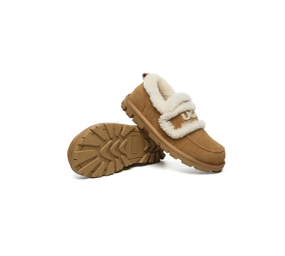 AUSTRALIAN SHEPHERD? UGG Slippers Women Sheepskin Wool Ankle Rilee Loafers