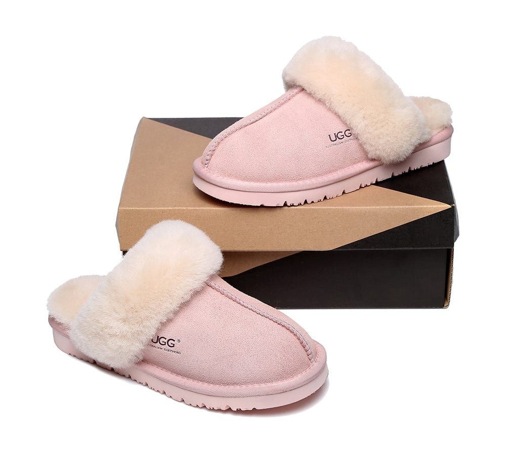 AUSTRALIAN SHEPHERD? UGG Slippers Sheepskin Wool Scuff Muffin