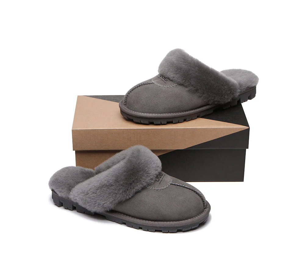 AUSTRALIAN SHEPHERD? UGG Slippers Double Face Sheepskin Wool Scuff Waffle