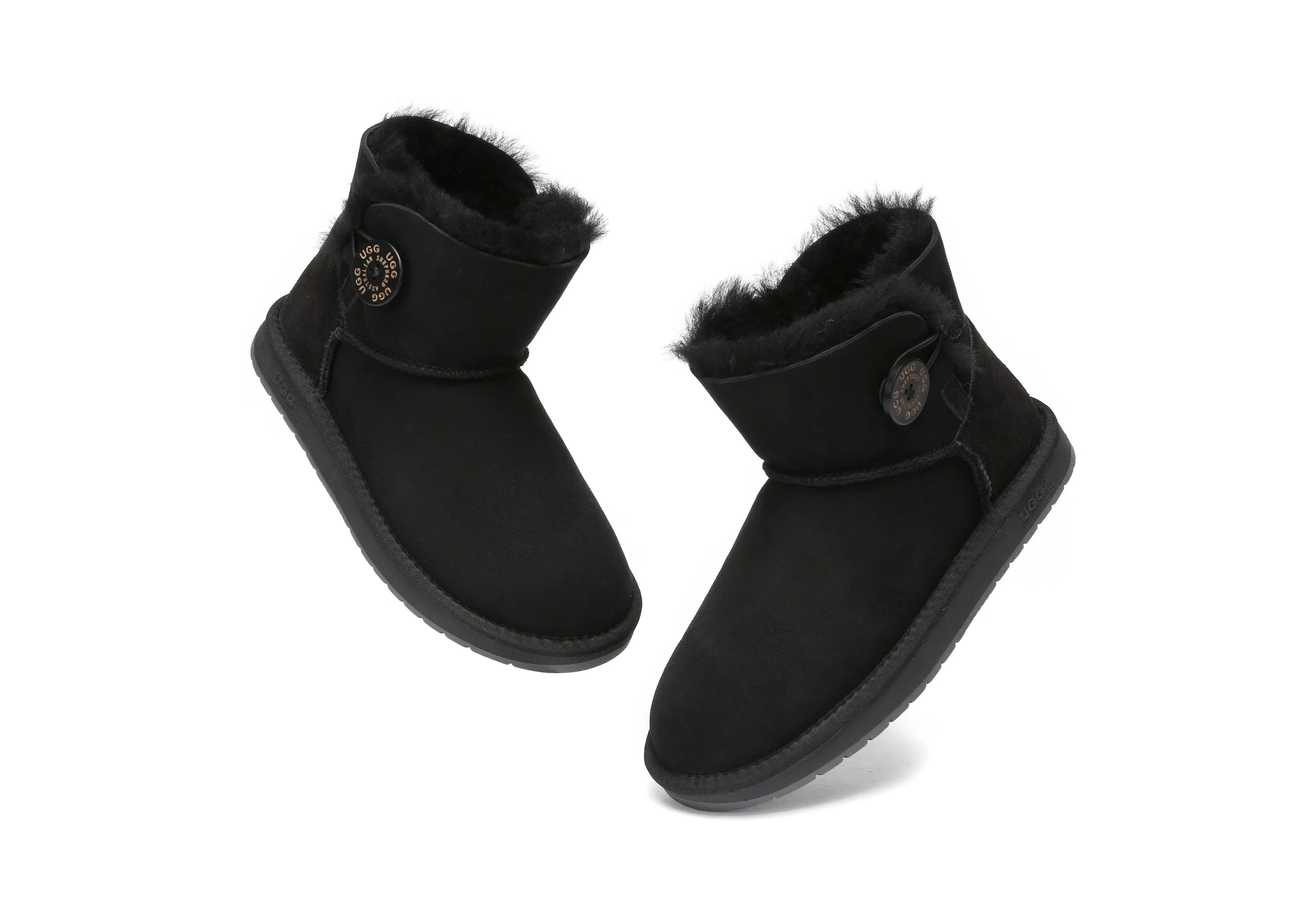 AUSTRALIAN SHEPHERD? UGG Boots Double Face Sheepskin Wool Mini Button