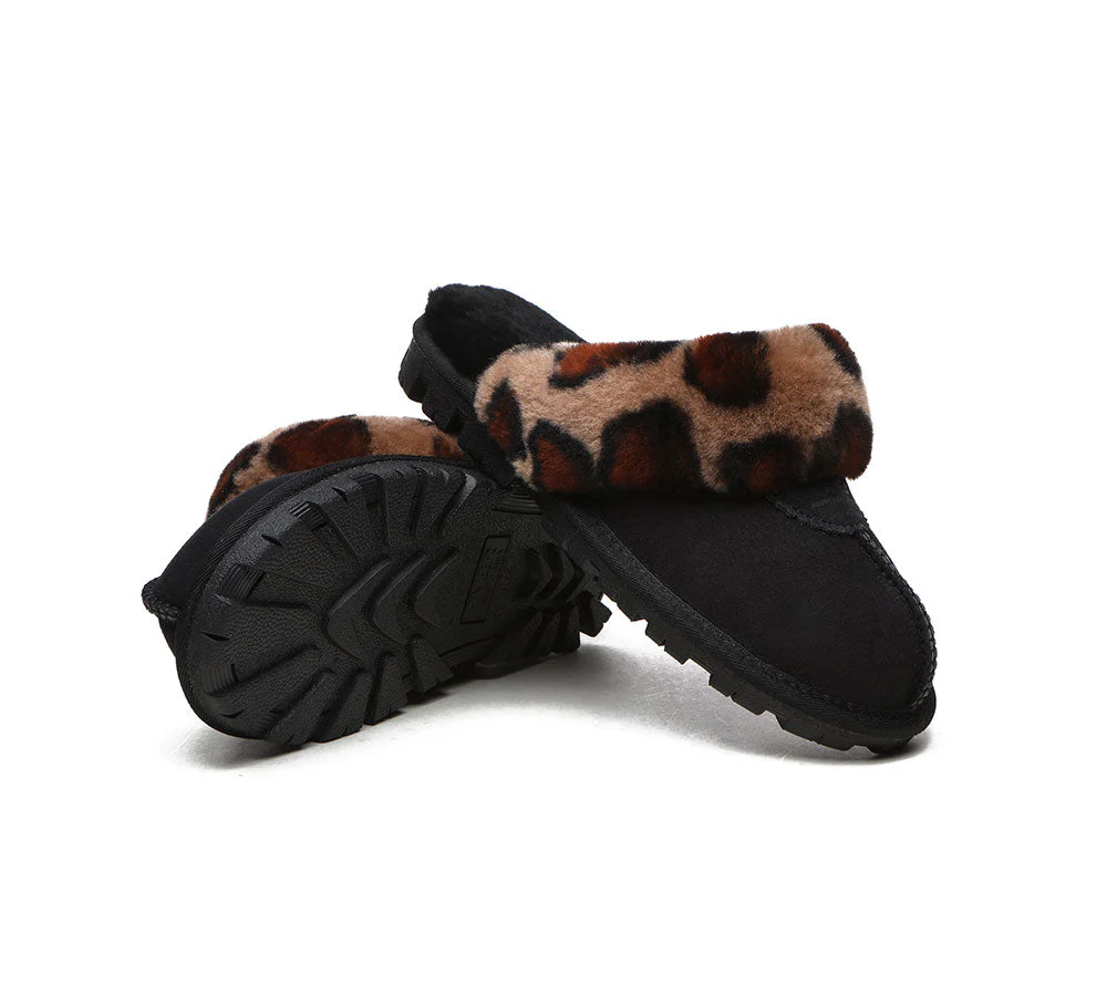 AUSTRALIAN SHEPHERD? UGG Slippers Women Double Face Sheepskin Wool Leopard Print