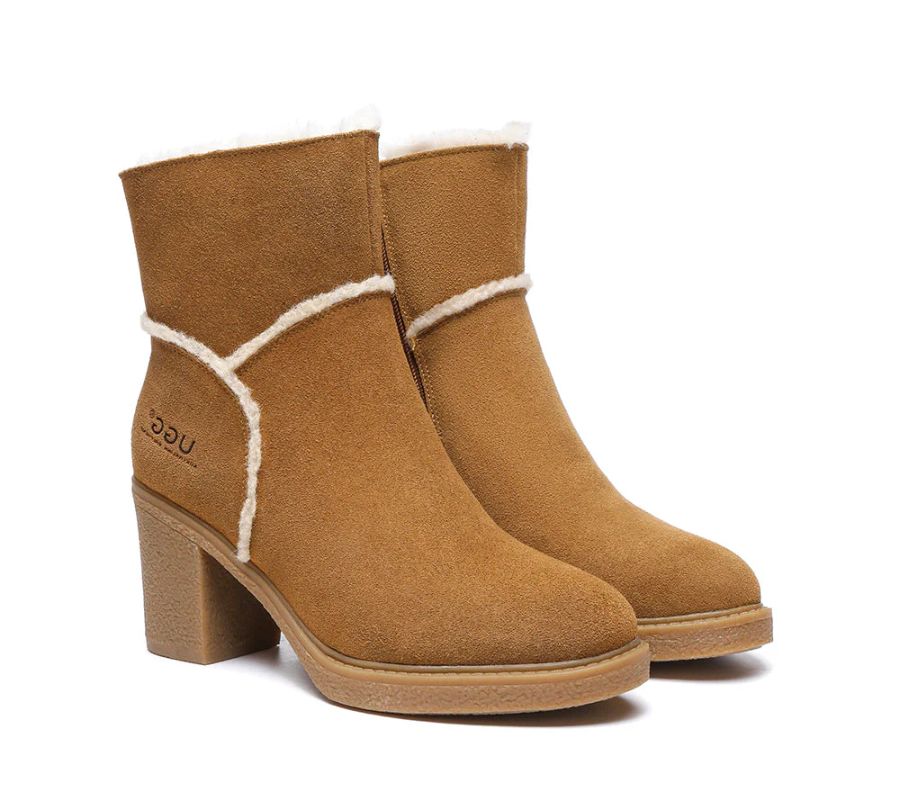 AUSTRALIAN SHEPHERD? UGG Boots Women Sheepskin Wool Heel Betta