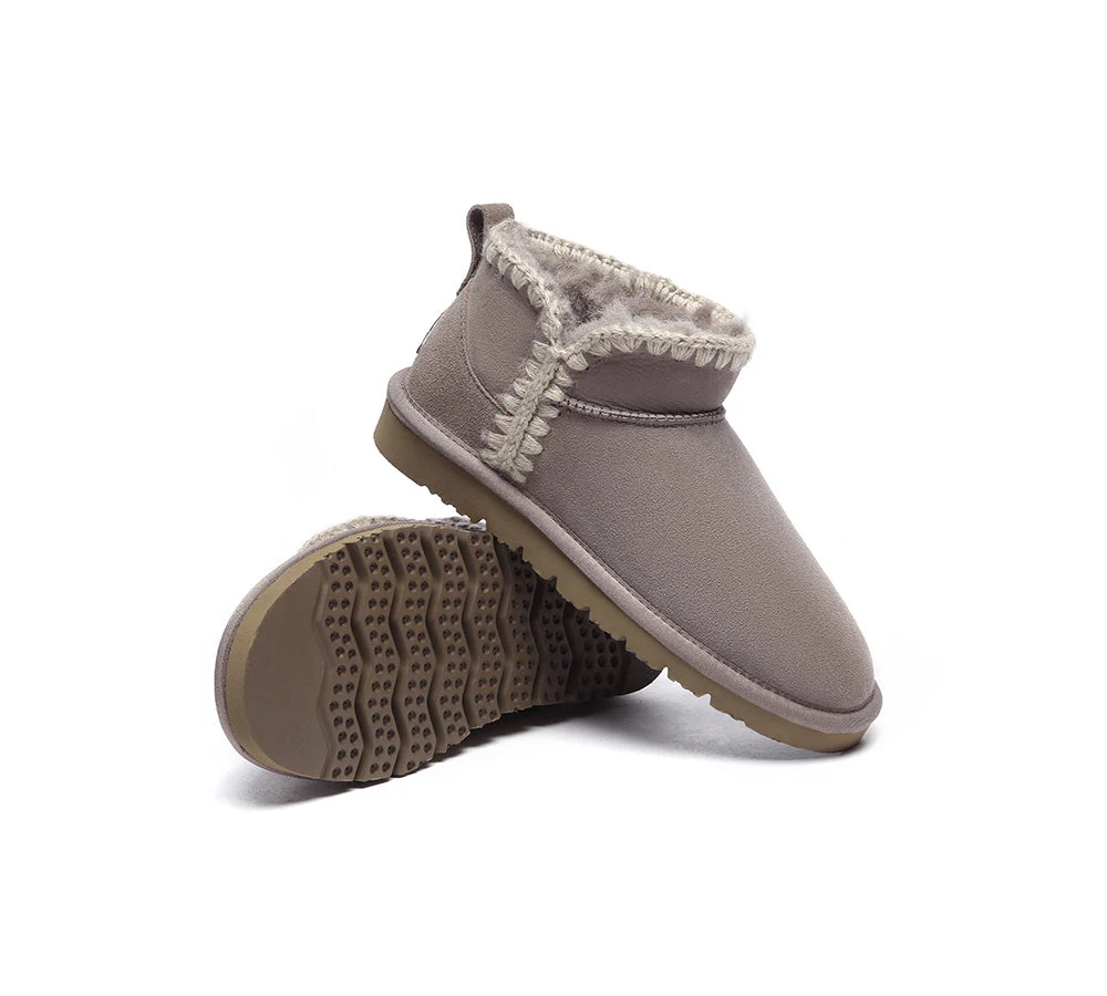 EVERAU? UGG Boots Women Sheepskin Wool Ankle Mini Brooklyn