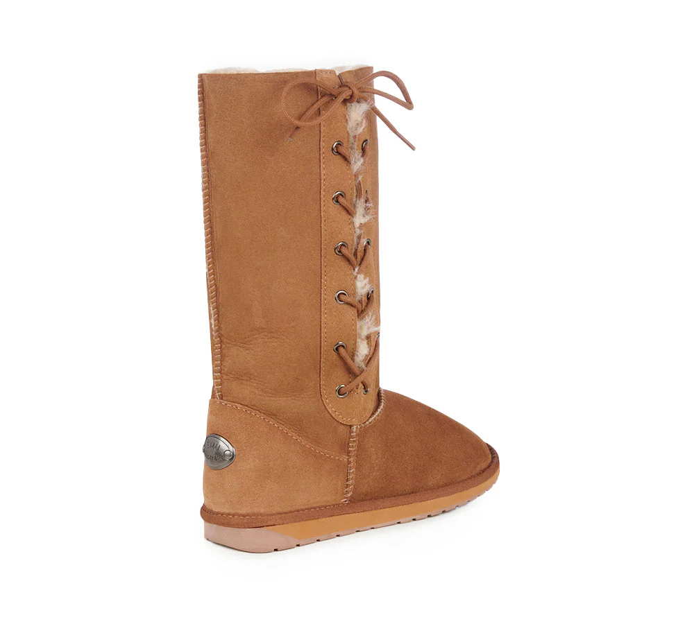 EMU? UGG Boots Australian Made Double-Face Sheepskin Tall Platinum Hi Lace