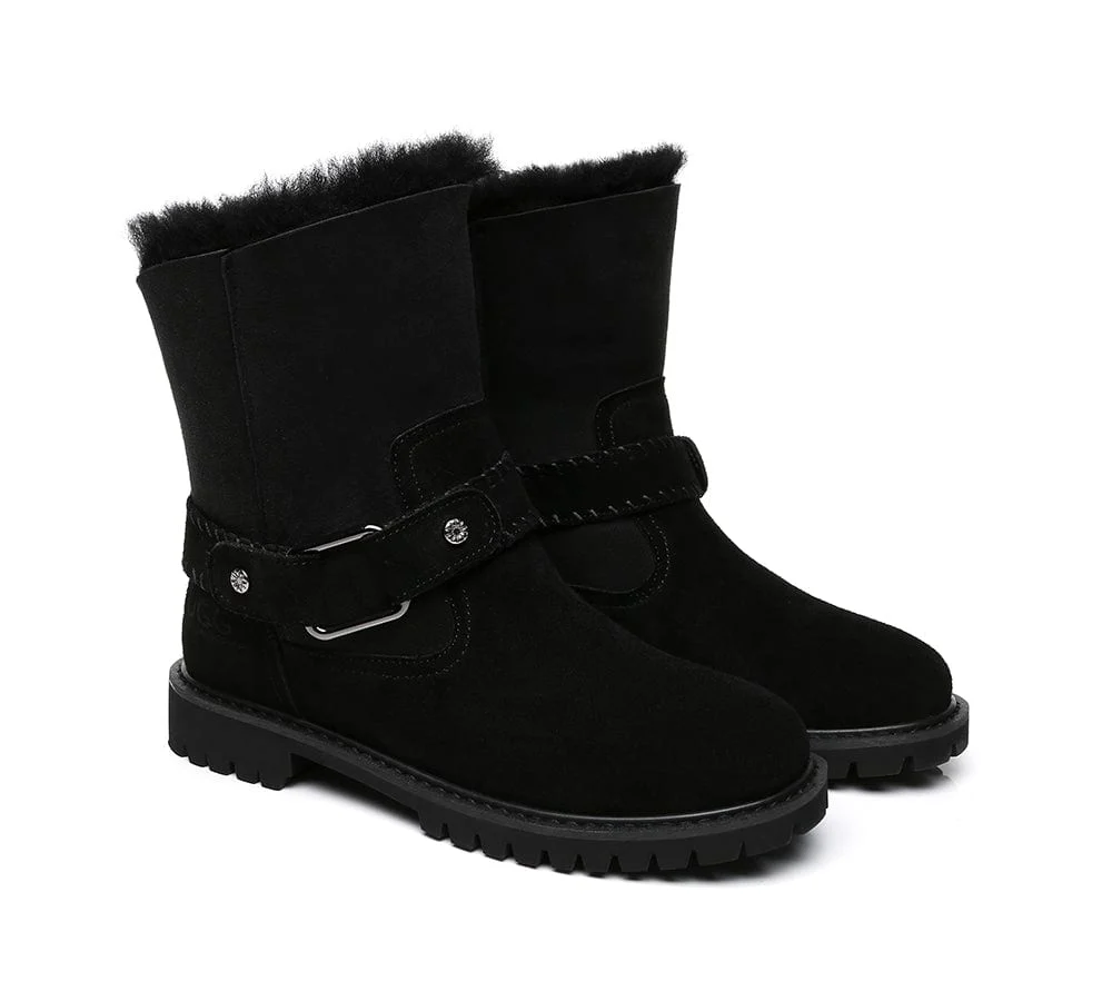 AUSTRALIAN SHEPHERD? UGG Boots Women Sheepskin Wool Mid Calf Sarah