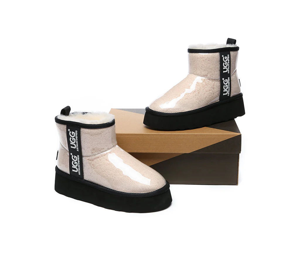 AUSTRALIAN SHEPHERD? UGG Boots Women Clear Waterproof Shearling Coated Classic Platform