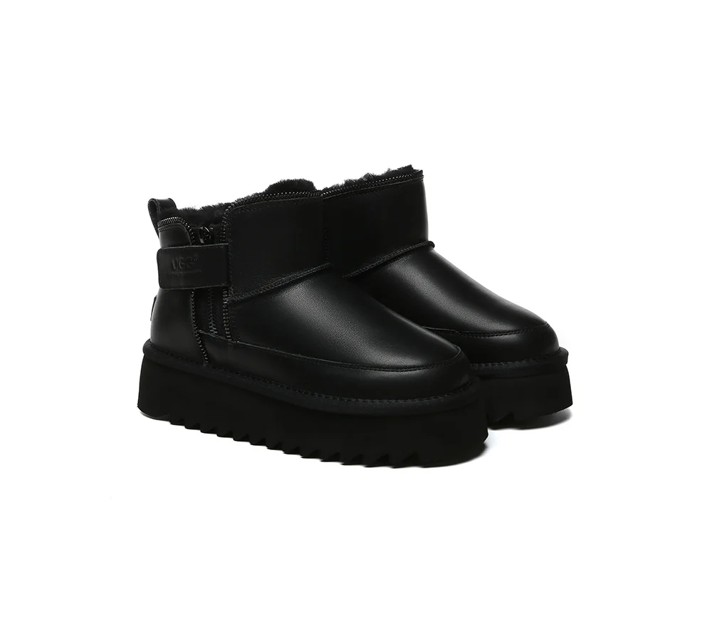 AUSTRALIAN SHEPHERD? UGG Boots Sheepskin Wool Zipper Ankle Platform Arya