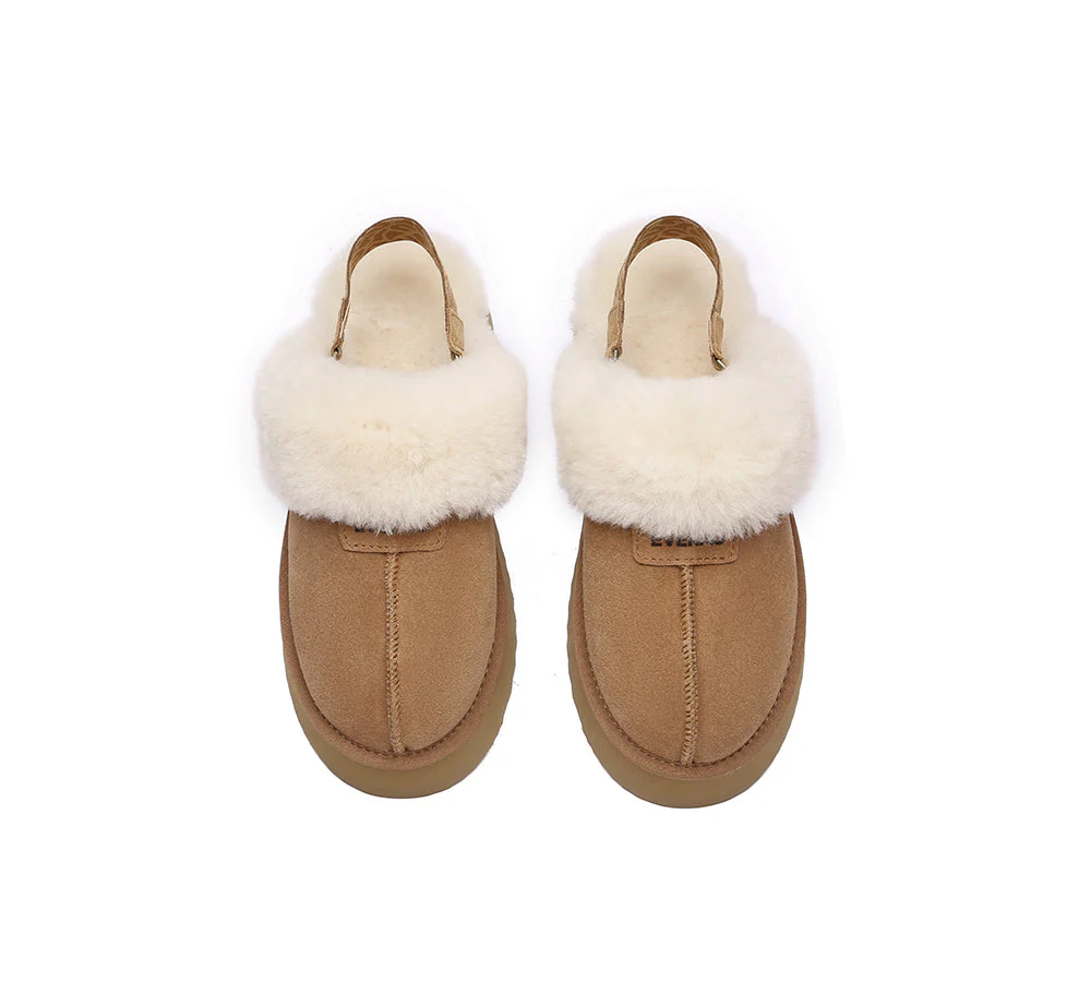 EVERAU? UGG Women Removable Strap Slingback Platform Slippers Forever